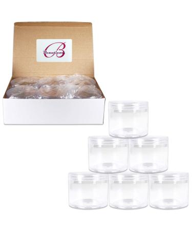 Beauticom 4 oz. (120g/120ML Quantity: 6 Pieces) Thick Wall Round Leak Proof Clear Acrylic Jars w/Lids for Beauty Cream (6 Pieces (6 Jars + Lids Together) CLEAR)