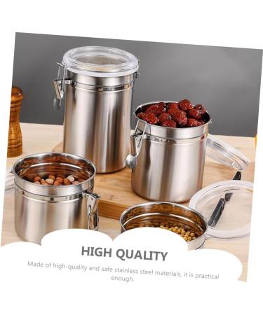Zerodeko 4pcs Stainless Steel Freshness Container with Lid Metal Container Kitchen Pantry Organizer Travel Nuts Container Coffee Container Tea Bottle Food Container Household Storage Bottle - Buy Online on SooperMarket.com