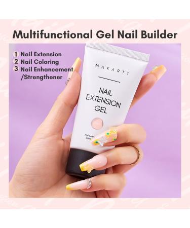 Makartt Poly Nail Gel 50ML Gel Builder for Nails Light Nude Pink Gel Nail Extension Nail Strengthener Hard Gel Color Gel Nail Art Design Multifunctional for Home DIY Salon -Peach - Buy Online on SooperMarket.com