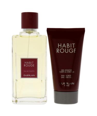 Guerlain Habit Rouge 3.4oz EDT Spray 2.5oz Shower Gel Men 2 Pc Gift Set - Buy Online on SooperMarket.com