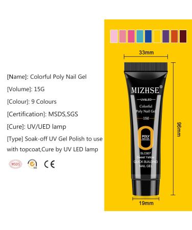 MIZHSE Poly Gel Nail Kit - 9 Colors Nail Extension Builder Gel Set for DIY Manicure | Long-lasting Soak Off Gel for Home Use & Gifts - Buy Online on SooperMarket.com