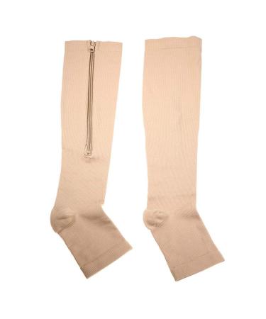 Compression socks sport calf knee support Open toe stimulate blood circulation help against swelling and tiredness improve blood circulation and regeneration Nude S-M