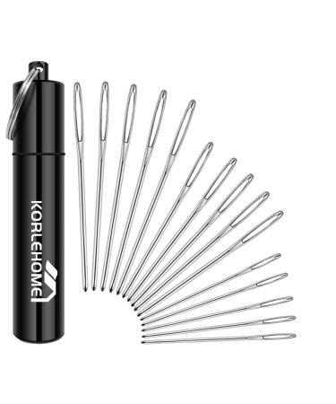 KORLEHOME Yarn Needles,15 Pcs Large Eye Blunt Needles ,Crafting Needles,Weaving Needles black K01 K01