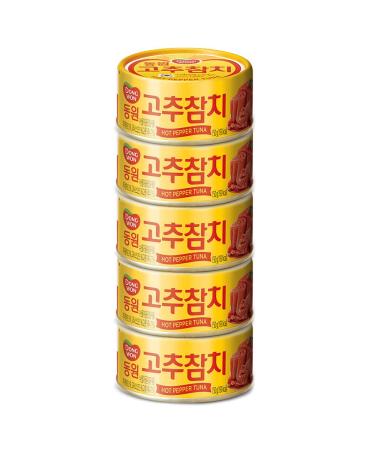 GASHINA STORY Dongwon Tuna Can With Hot Pepper Sauce 3.5 Ounce(100g) x 5can - Korean Canned Tuna