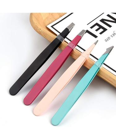 Rahl 4-Piece Stainless Steel Precision Eyebrow Tweezers Set | Fine Hair Puller Beauty Tool for Perfect Grooming - Buy Online on SooperMarket.com