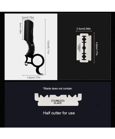 Vintage Premium Safety Razor - Men's Eyebrow Ring Razor with Finger Ring | Robust Black | International Shipping - Buy Online on SooperMarket.com