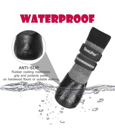 BINGPET Dog Socks - Outdoor Anti Slip Paw Protector for Hardwood Floors, Waterproof with Reflective Straps, Traction Control - Grey, Large - Buy Online on SooperMarket.com