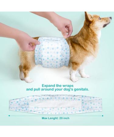 24 Pack S Disposable Dog Diapers for Male Dogs - Fits Waist 30-48cm | Small White - Premium Absorbent & Leakproof - Buy Online on SooperMarket.com