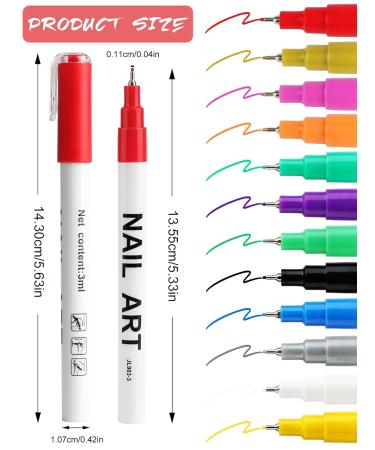 Shop 12 Color 3D Nail Art Pens Set - Kalolary Nail Polish Pens for DIY Nail Art & Manicure | International Shipping Available - Buy Online on SooperMarket.com