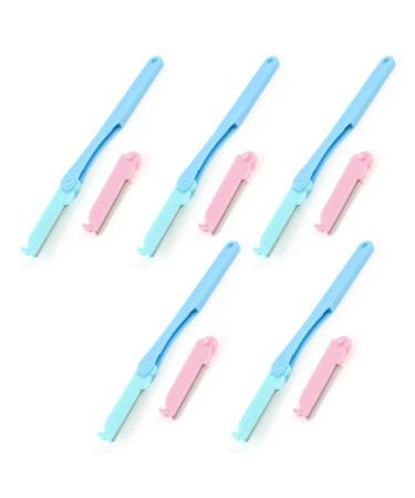 Ruilogod 5 in 1 Lady Women Metal Blade Eyebrow Razor Shaper Washable Trimmer Head