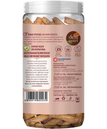 Desi Nutri Ragi Sticks Achari Masti | Ready to Eat Ragi Sticks Achari Masti | Snacks | Ragi Sticks Achari Masti - 120 GMS | Rich in Iron & Protein - Buy Online on SooperMarket.com