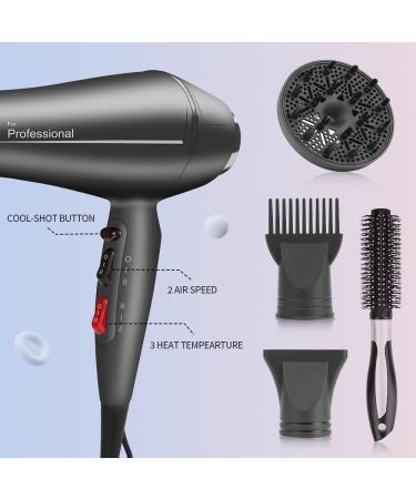 Faszin Ionic Hair Dryer - 2400W Professional Blow Dryer with Triple-L Plus Heat Technology & 4 Styling Accessories - Gray - Buy Online on SooperMarket.com