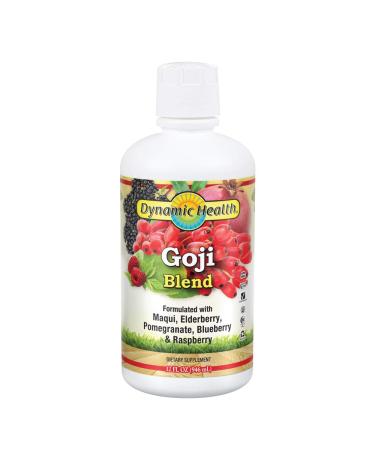 Dynamic Health Goji Juice Blend, with Maqui, Elderberry, Pomegranate, Raspberry & Blueberry, Vegetarian, Gluten-Free, BPA-Free, 32oz (Pack of 2)