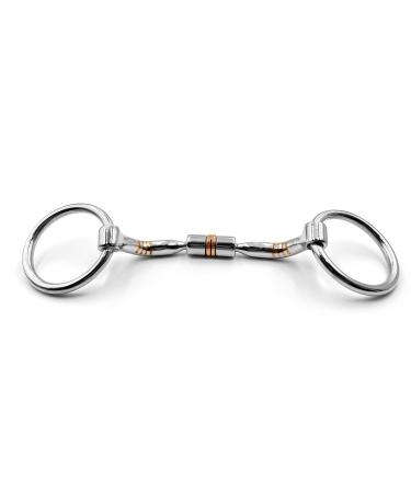 2" Ring Pony Loose Ring Snaffle Horse Bit with Copper Roller and Inlay (4")