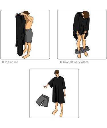 Surf Poncho Changing Towel Robe - Hooded Wetsuit Change Poncho for Adults - Water Absorbent - Oversized Black - Buy Online on SooperMarket.com