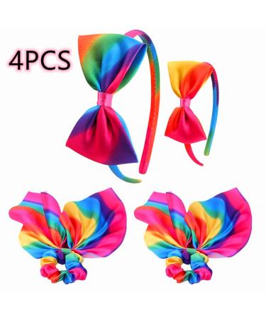 Rainbow Loop Hair Straps - 4 Pack Colorful Satin Hair Bands for Women & Girls | Large Rainbow Hair Ropes - Buy Online on SooperMarket.com