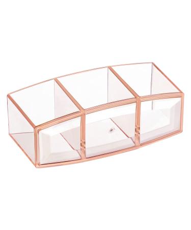 Clear Acrylic Makeup Brush Holder - 3-Compartment Vanity Organizer for Skincare & Makeup Storage | HBlife - Buy Online on SooperMarket.com