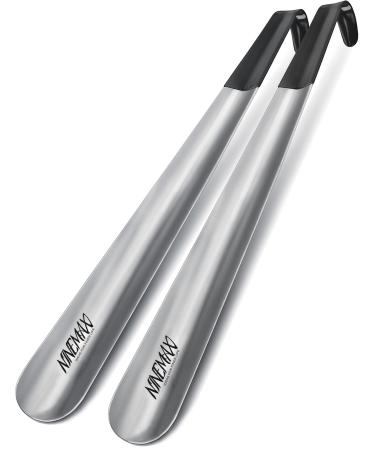 NINEMAX Shoe Horn Long Handle Metal 16.5" Boot Shoehorn for Seniors, Men, Women (Pack of 2)