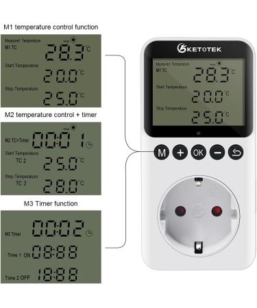 Ketotek Digital Thermostat Socket Timer - 230V Temperature Controller for Greenhouse & Terrarium | KT3200 - Buy Online on SooperMarket.com