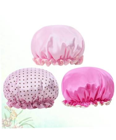 FRCOLOR Hair Bonnet 3pcs Women's Shower Cap Set | Double Layer Bath Visor for Curly Hair | Waterproof & Elastic Bathing Caps - Buy Online on SooperMarket.com