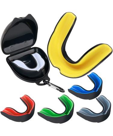 Vanmor Sports Mouth Guard, 6 Pack Youth Mouthguard for Youth Adults Double Colored Gum Shield with Case for Football Basketball Boxing MMA Hockey, Moldable Kids Mouthpiece for Lacrosse Rugby Taekwondo