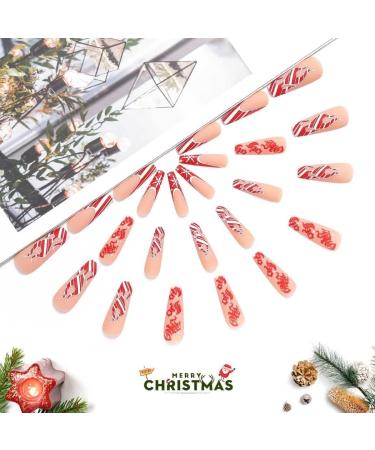 Vatocu Christmas Snowflakes Glitter False Nails - Long Xmas Press On Nails for Women and Girls (24pcs) - Buy Online on SooperMarket.com