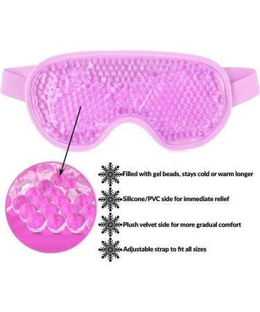 Pink Gel Eye Mask Cooling and Warming Treatment for Tired Puffy Eyes Headaches Hayfever Dry Eyes Reversible Design Silicone Velvet Adjustable Straps - Buy Online on SooperMarket.com