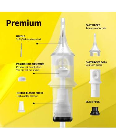 Hawink #10 Bugpin 7 Curved/Round Magnum M-Taper Tattoo Cartridge Needles 50PCS with Membrane - Professional Disposable - Buy Online on SooperMarket.com