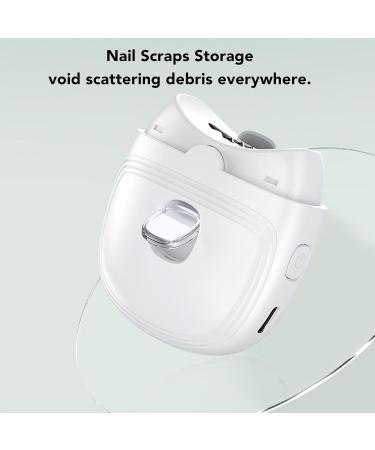 Automatic Nail Trimmer Electric Automatic Nail Clipper with Light Fingernail Cutter Nail Scraps Storage Rechargeable Safety Fingernail Trimmer for Kids Seniors Adult (White) - Buy Online on SooperMarket.com