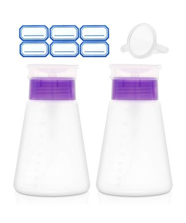 Acetone Pump Dispenser Push Down Pump Dispenser Lockable Alcohol Dispenser Bottle 2 Packs 180ml One-Touch Pump Dispenser Empty Bottle For Alcohol Acetone Nail Polish & Makeup Remover Toner ect.