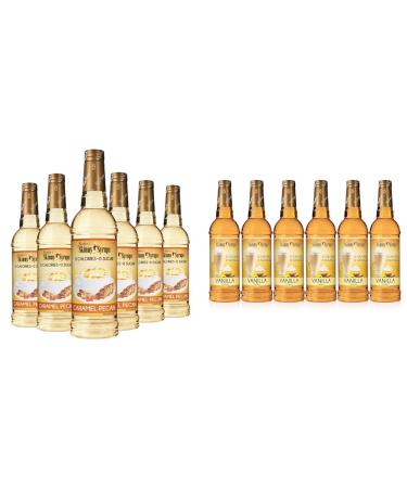 Jordan's Skinny Syrups Caramel Pecan Syrup (750ml Sugar-Free Zero Calorie Keto Friendly) & Vanilla Syrup (750ml Sugar-Free Zero Calorie Keto Friendly) Guilt-Free Coffee Flavor Duo for Beverages