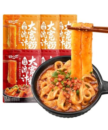 Sichuan Hotpot Wide Noodles Chinese DaKuanFen Hot and Spicy Noodle Instant Powder Hotpot Soup Japchae&Korean Dish Sweet Potato Starch Glass Noodles (Red Oil Flavor 3bag) Red Oil Flavor 3bag