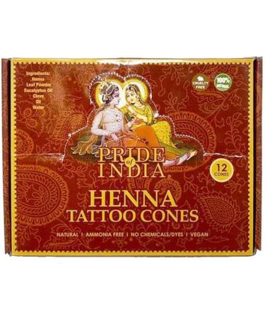 Pride Of India - Henna Paste 6 Cones + 6 Cones FREE - 1.25oz Large Tube - NEW - 100% Natural Plant Based - NO Chemicals/Dyes - Cruelty Free - Amazing Value Kid Friendly - Use like a Pen - Temporary Coloring Product - Washes away in 10-12 Days 12 Count (Pa - Buy Online on SooperMarket.com