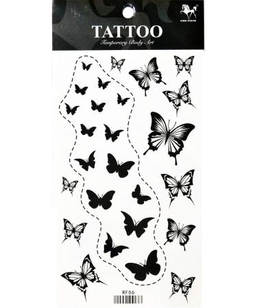 Tattoos 2 Sheets Temporary Tattoo 3D Black Butterfly Dashed Lines for Women Men Lower Back Shoulder Neck Arm Tattoo Sticker Party Fashion 13. - Buy Online on SooperMarket.com