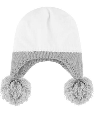 Toddler Winter Hat with Double Pom Pom Earflaps | Fleece Lined Beanie for Baby Boys and Girls | 6-12 Months, Grey - Buy Online on SooperMarket.com
