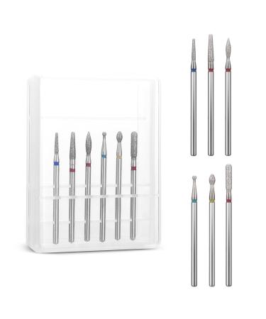Lusofie 6 Pcs Nail Drill Bits Set Cuticle Drill Bit 3/32 Diamond Carbide Cuticle Remover Drill Bits for Nails Professional Cuticle Clean Nail Drill Bit Safety Remove Cuticle Dead Skin Cleaner Tool
