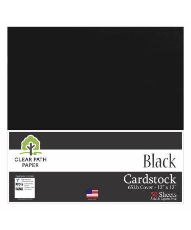 Black Cardstock - 12 x 12 inch - 65Lb Cover - 50 Sheets - Clear Path Paper