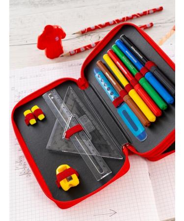 FC Bayern Munich Double Case - Stripes - Red-White Filled Pencil Case with Bookmark | Shop FCB Merchandise - Buy Online on SooperMarket.com