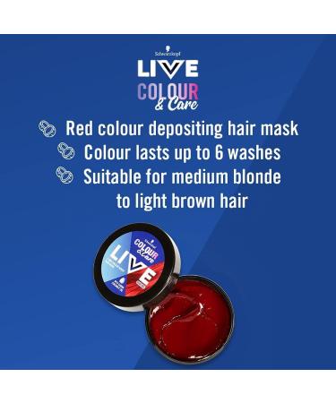 Schwarzkopf LIVE Colour & Care Hair Mask 5 Minute Wash Out Ruby Red Dye 150ml - Lasts up to 6 Washes - Buy Online on SooperMarket.com