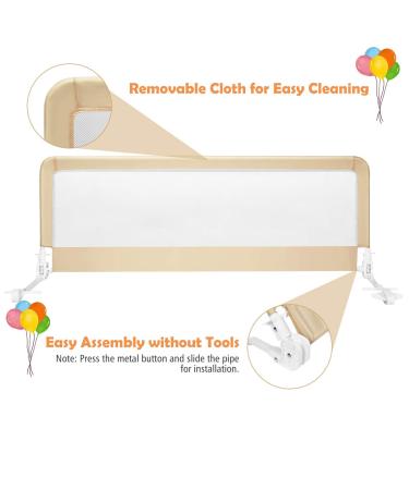 Costzon Double Sided Bed Rail Guard  2 Pack  Extra Long Swing Down Safety Guard w/ Straps  Folding Baby Bedrail for Kids Twin Double Full Queen King Mattress  Beige 59 Inch Beige 59 inch (Pack of 2) - Buy Online on SooperMarket.com