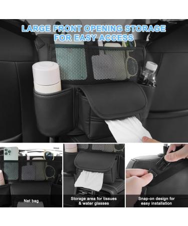 Adiwo Car Organizer: PU Leather Seat Storage Bag - Black | Durable Console Organizer for Liner, Pets, Children | Front Seat Purse Holder - Buy Online on SooperMarket.com