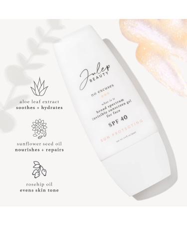 Julep No Excuses SPF 40 Clear Facial Sunscreen | Broad-Spectrum Glow Moisturizer | Non-Greasy Formula for Sensitive Skin | 1 Fl Oz - Buy Online on SooperMarket.com