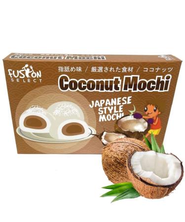 Fusion Select Mochi Daifuku Snacks - Traditional Japanese Rice Cakes with Filling - Flavored Asian Sweet Desserts for Family - Chewy and Soft Texture - 30g Each, 6 Pieces per Pack (Coconut)