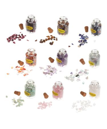 Hemoton 9pcs Tumble Chips Quartz Gem Chip Tumble Stones Mixed Gemstone Bottles Wishing Bottle Gem Bottle Ore As Shown 9PCS