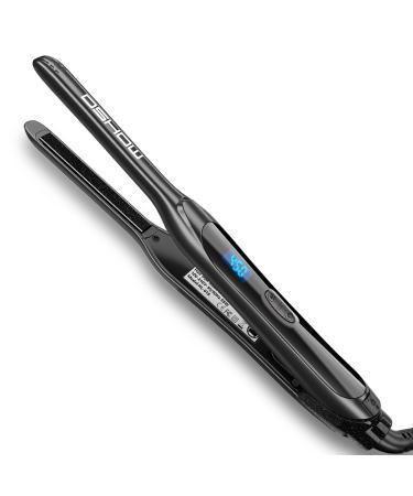 DSHOW Pencil Flat Iron 3/10" Small Flat Irons for Short Hair Pixie Cut and Bangs Tourmaline Ceramic Mini Hair Straightener for Edges with Adjustable Temperature Auto Shut Off (Black)