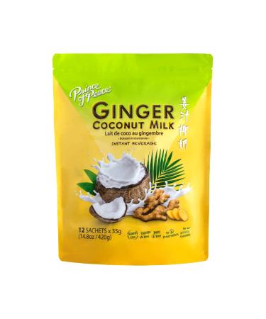 Prince of Peace Ginger Coconut Instant Beverage, 12 Sachets  Hot or Cold Rich and Creamy Beverage  Easy to Brew, Caffeine and Gluten Free  Real Coconut and Fresh Ginger