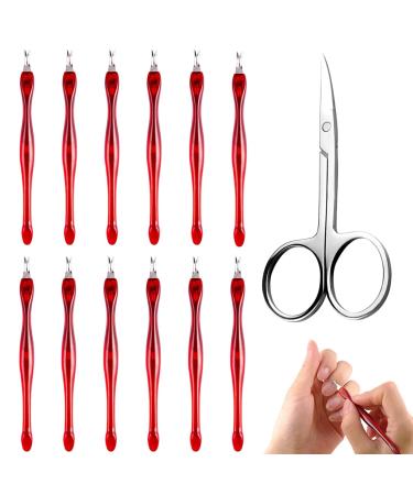 12 Cuticle Knife and 1 Stainless Steel Cuticle Scissors for Manicure Pedicure Cuticle Pusher