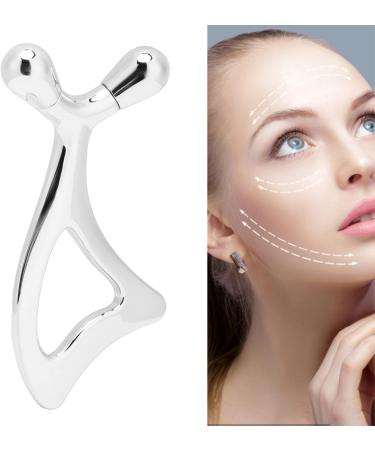 Portable Silver Face Massage Device - Gua Sha Spoon Tail Comfortable Manual Metal Massager for Relaxation & Skincare - Buy Online on SooperMarket.com