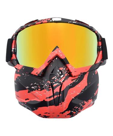 AOUTACC Airsoft mask removable tactical paintball mask full face protection anti-fitting motorcycle glasses masks for air pistol CS shooting skiing cosplay cycling Halloween masquerade (black and yellow lens) Red and Colorful glasses