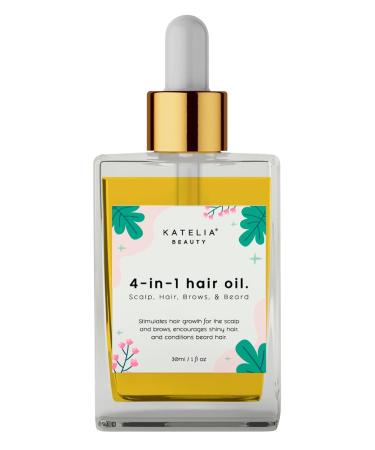 4-in-1 Katelia Beauty Hair Treatment Oil | Nourishing Scalp Hair Brow & Beard Growth | Anti-Hair Loss - 30 ml - Buy Online on SooperMarket.com